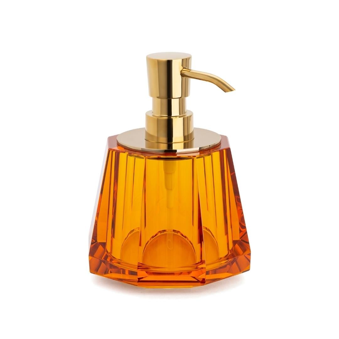 Cyrstal Bath Accessory Soap Dispenser Amber|Gold Color 150 ml | 148x120x120 mm