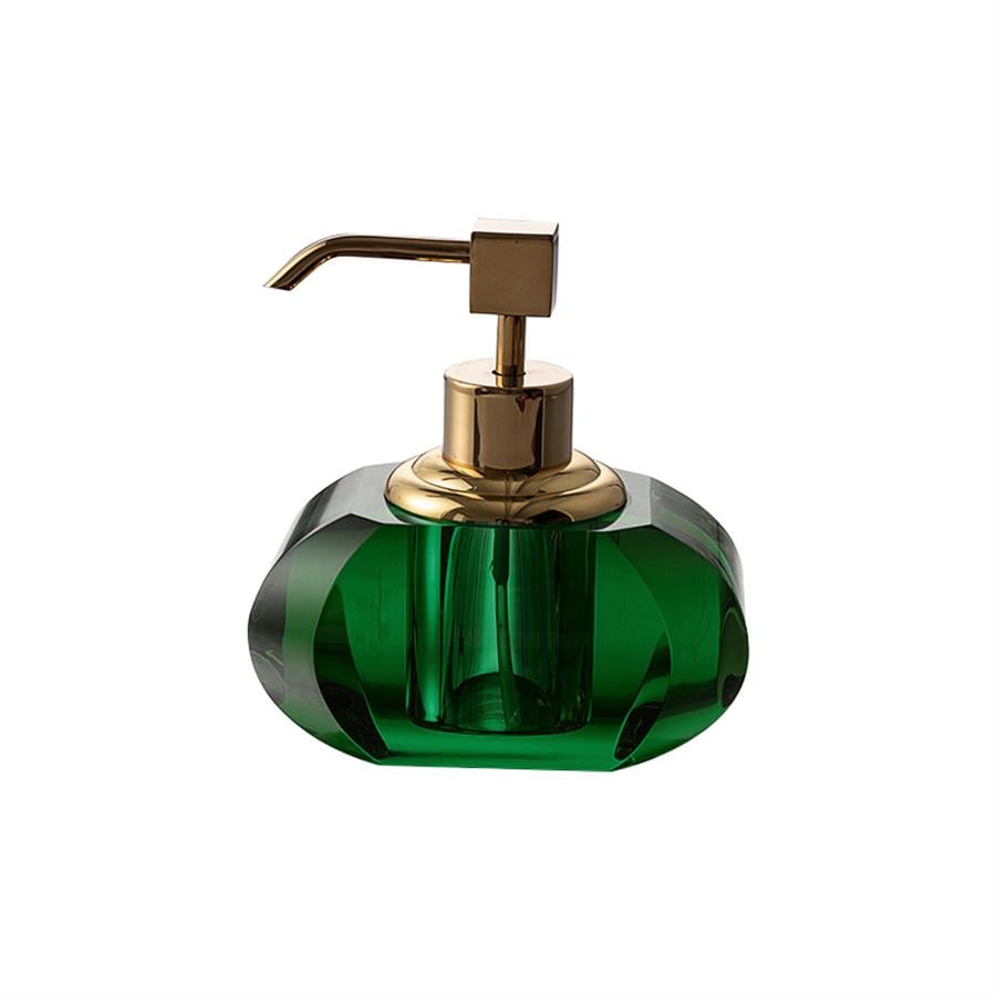 Cyrstal Bath Accessory Soap Dispenser Green-Gold Color 80 ml