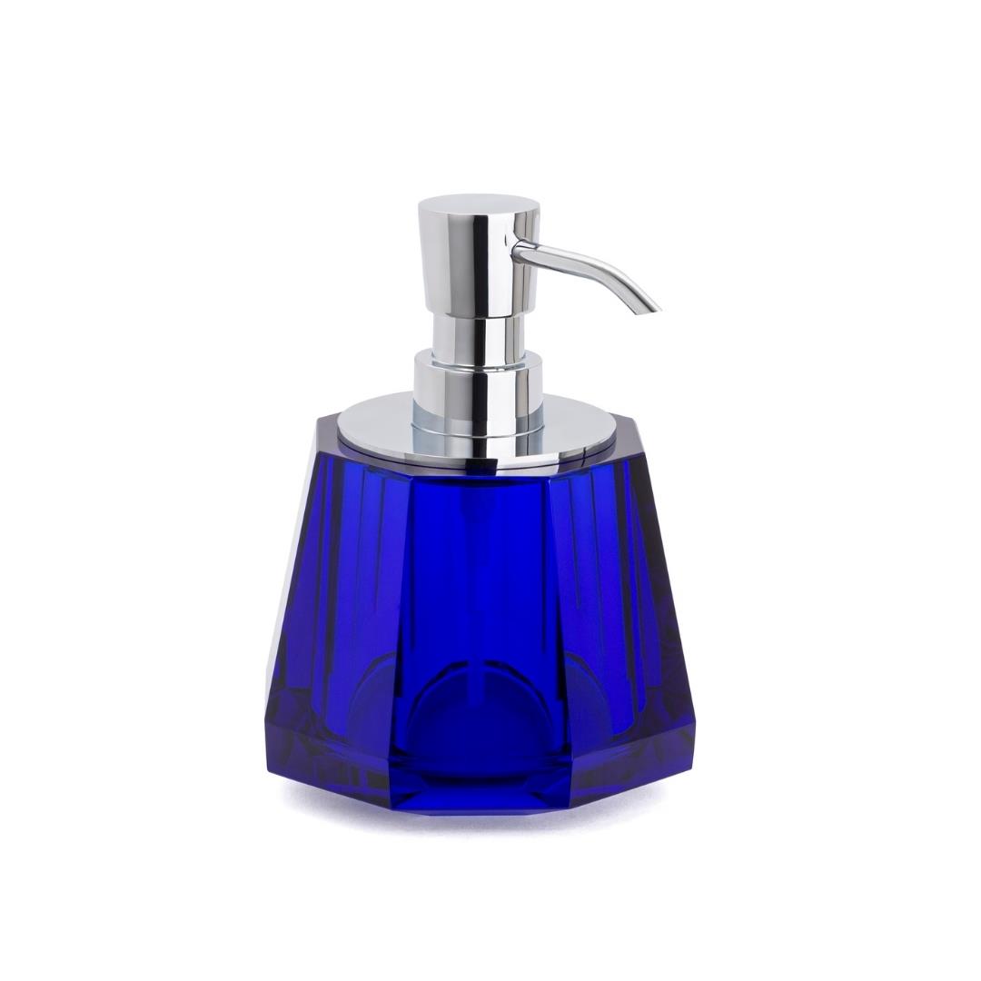 Cyrstal Bath Accessory Soap Dispenser Blue|Chrome 150 ml | 148x120x120 mm