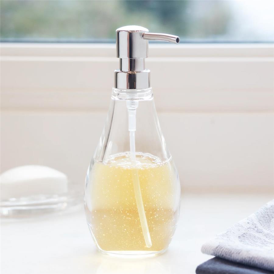 Damla Sıvı Sabunluk 280 ml Krom Renk Pompalı