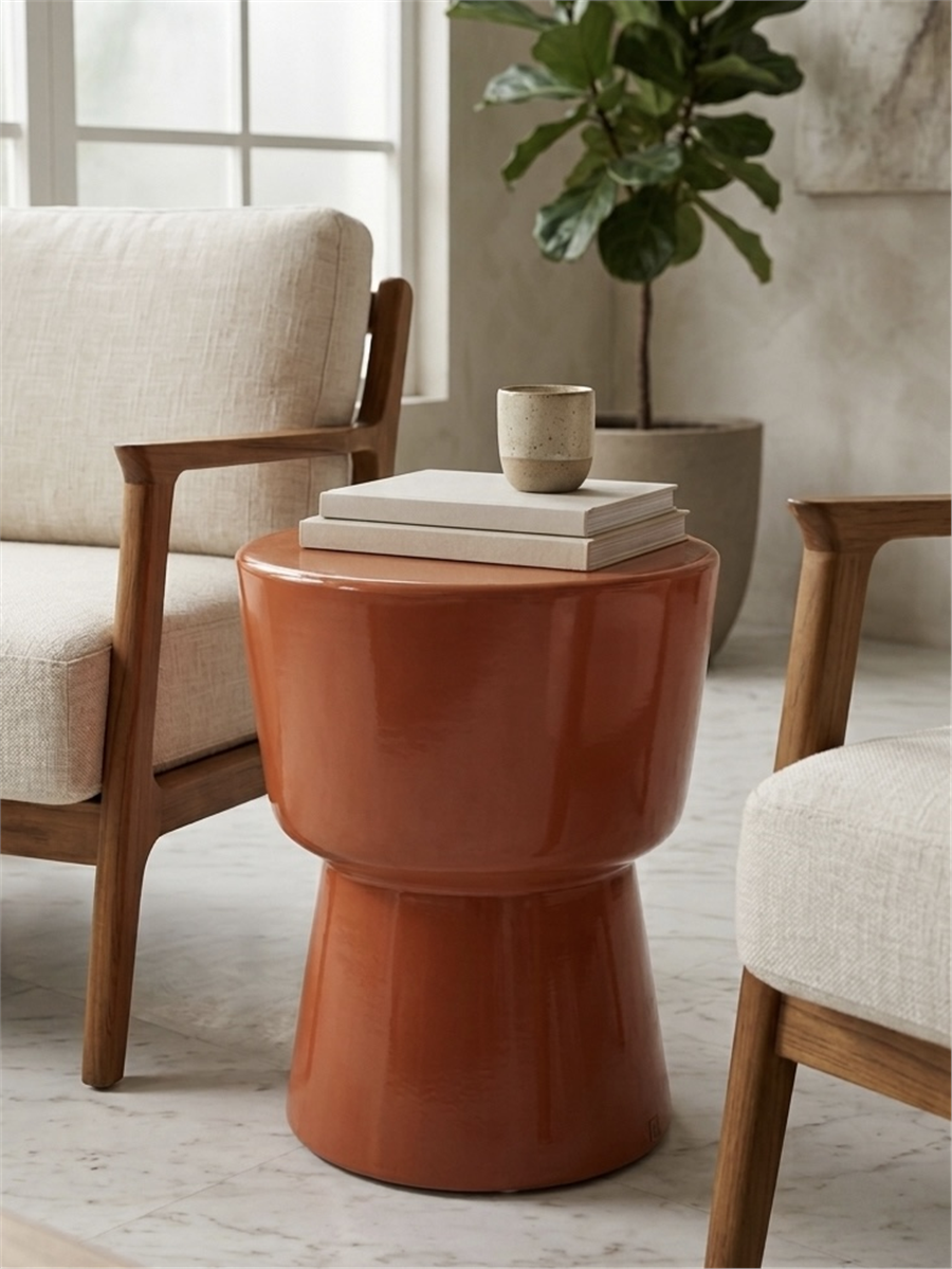 Dekoratif Lounge Yan Sehpa Terracotta Çap 36 cm
