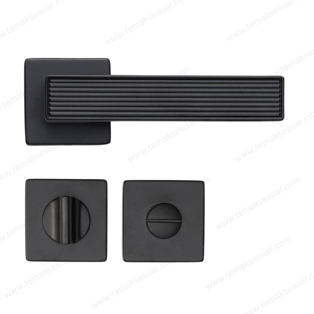 Dıa Rozetli Kapı Kolu Mat Siyah Renk