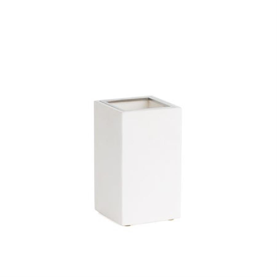 Reçine Tezgah Üstü Diş Fırçalığı Beyaz|Krom 128x73x73 mm