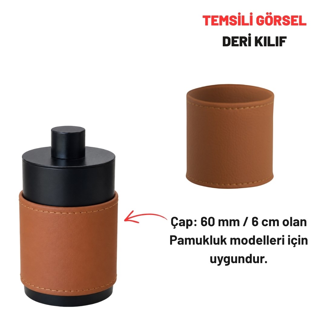 Diş Fırçalık-Pamukluk Deri Kılıfı Bej Ø 6 cm 