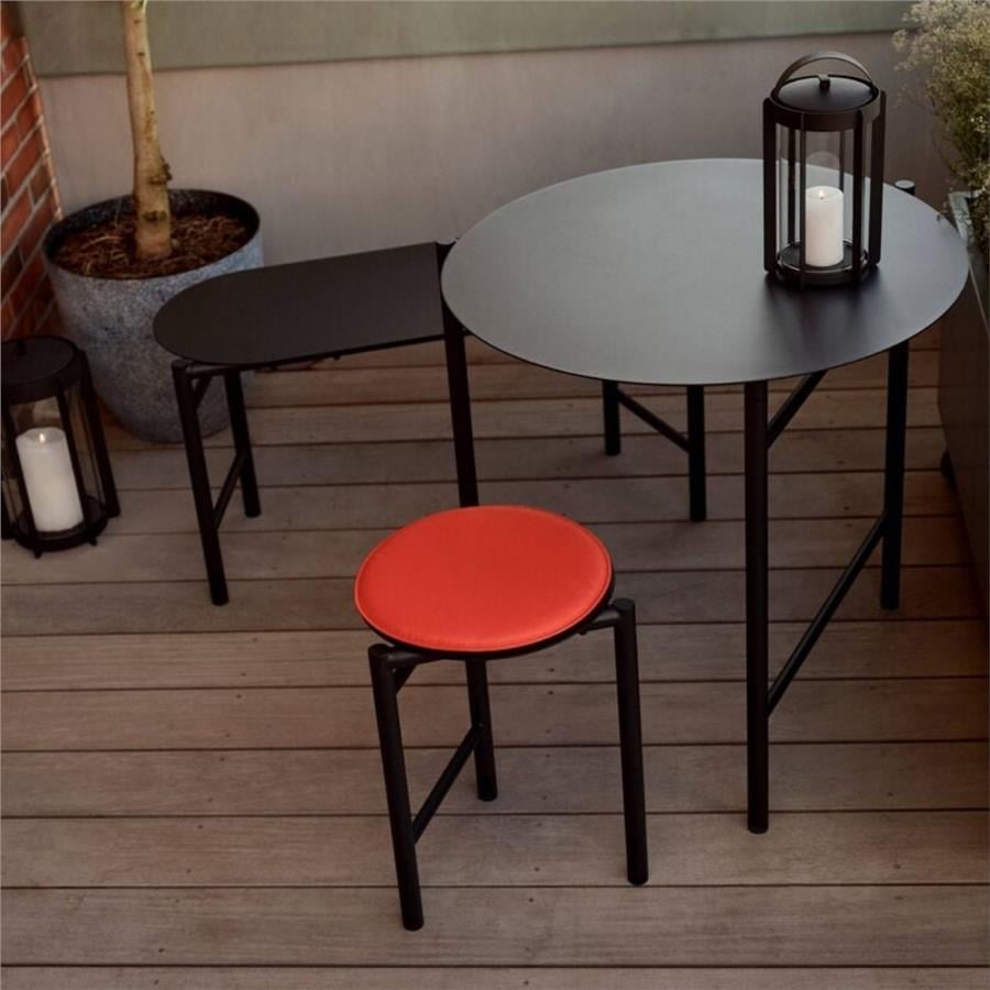 Disk Tabure Siyah Çelik 45 cm - Çap 33 cm