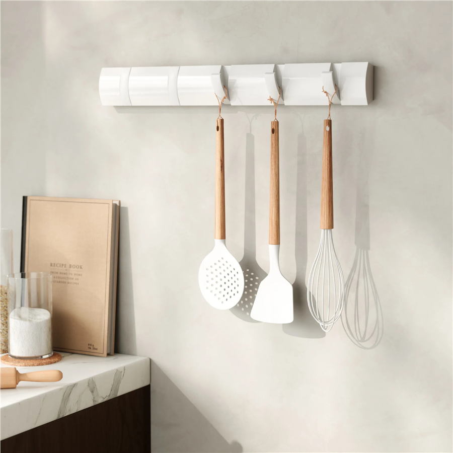 Flıp Duvara Monte Beyaz 5Li Askılık  51 cm