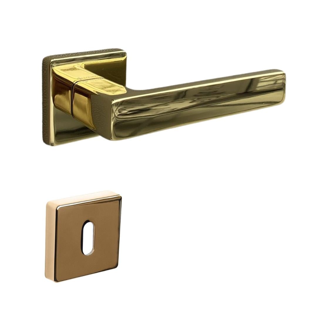 Fosıl Rozetli Kapı Kolu Takımı Gold Renk