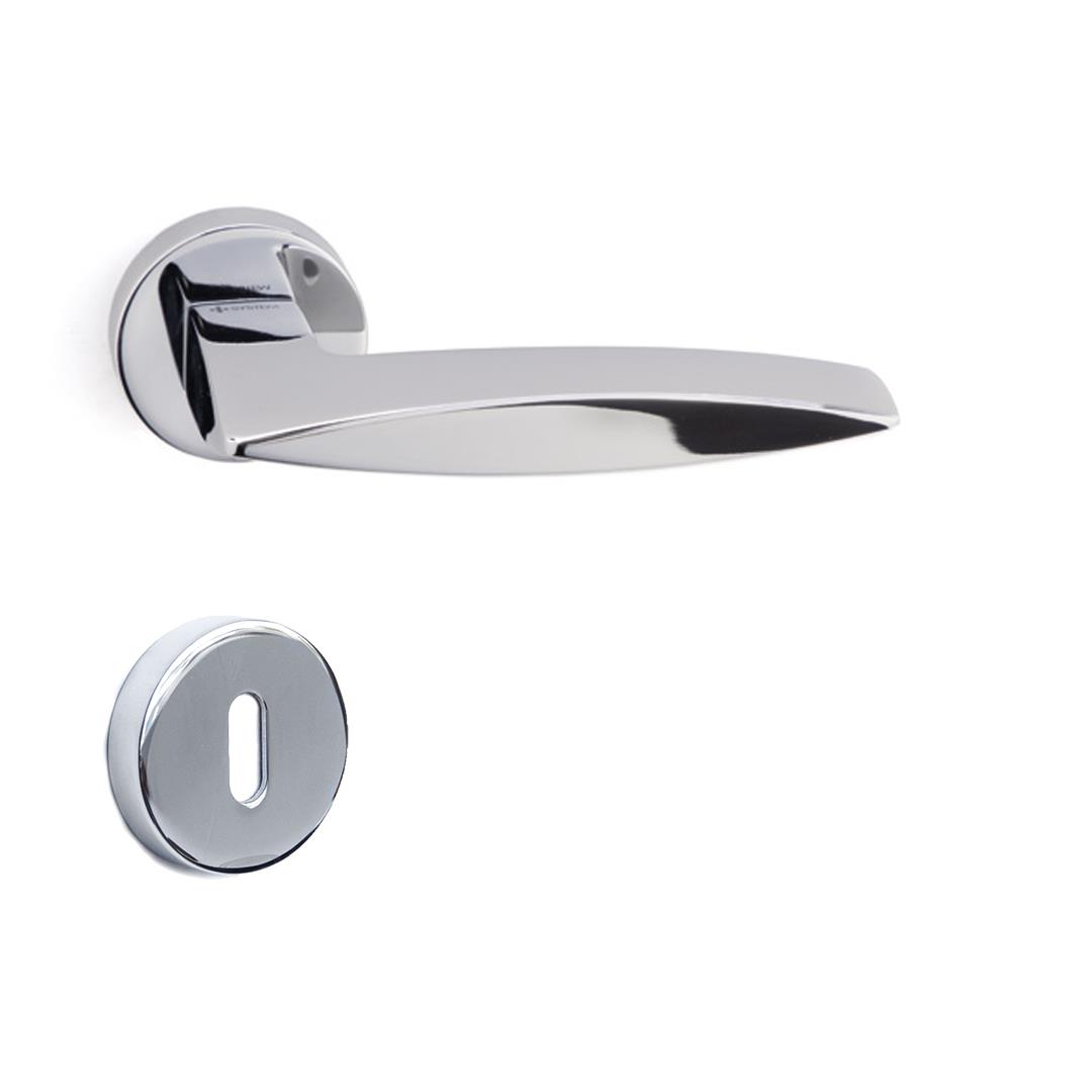 Garnet Rozetli Kapı Kolu Takımı Krom Renk