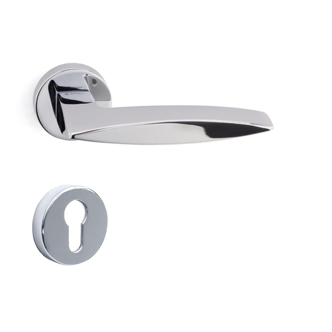 Garnet Rozetli Kapı Kolu Takımı Krom Renk