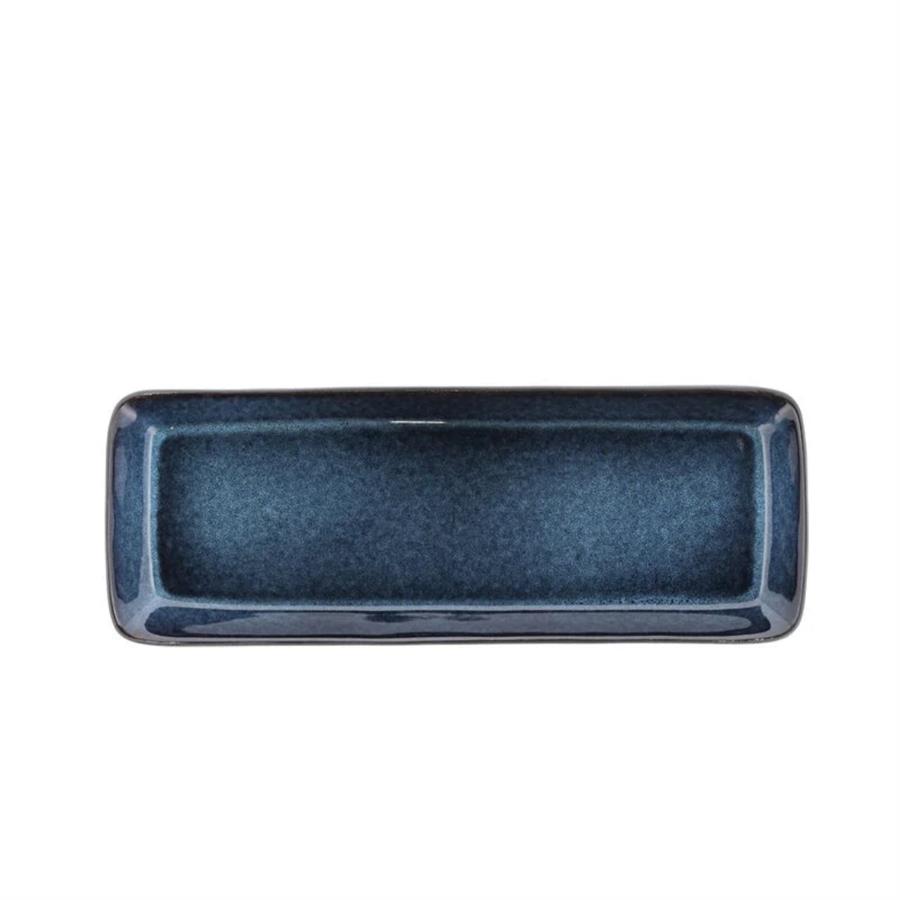Gastro Servis Tabağı Dikdörtgen Siyah/Koyu Mavi 38 X 14 X 2 Cm