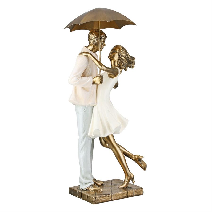 Gılde Çift Heykel Poli Krem Altın Renkli L.15 cm W.17 cm H.39 cm