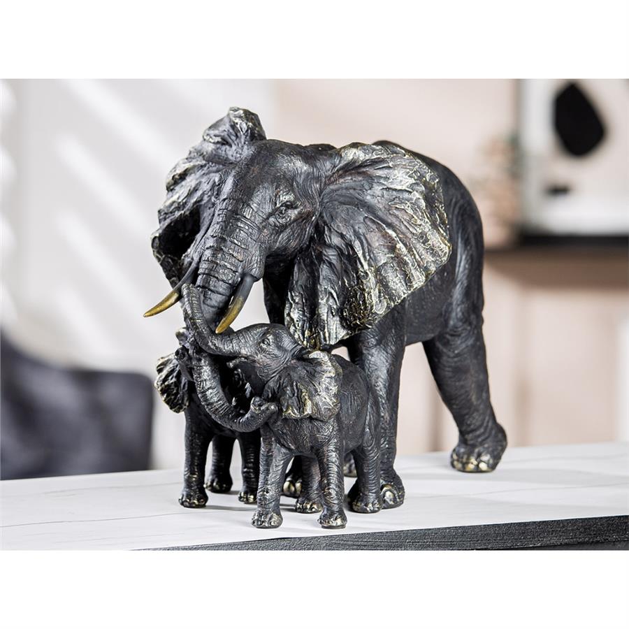 Gılde Dekoratif Fil Sentetik Reçine Siyah L.19 cm W.40 cm H.27 cm