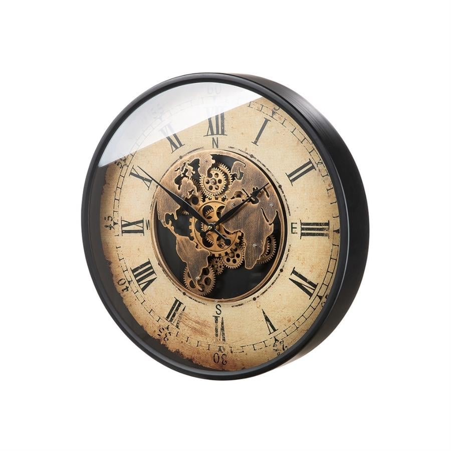 Gılde Duvar Saati Yuvarlak Dişli Motifli Metal Krem/Bakır Renkli L.8 cm D.60 cm