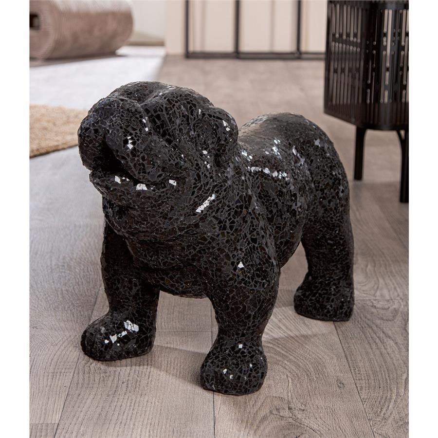 Gılde Figür Köpek Bulldog Kristal Cam Siyah L.30 cm W.42 cm H.42 cm