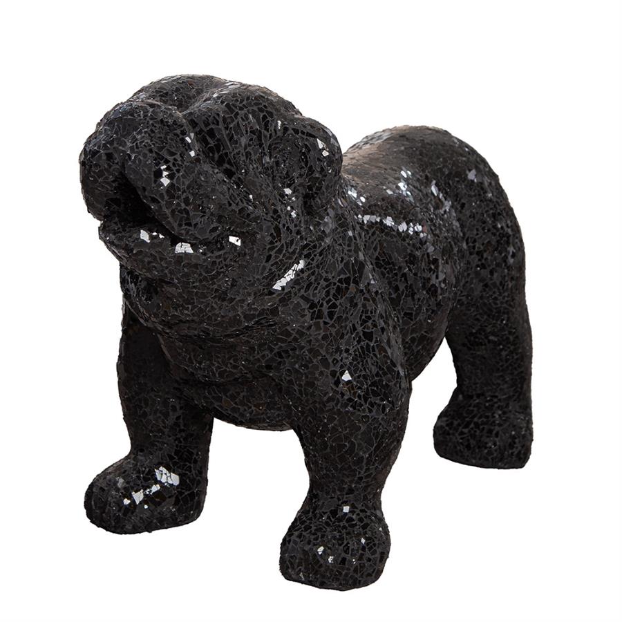Gılde Figür Köpek Bulldog Kristal Cam Siyah L.30 cm W.42 cm H.42 cm