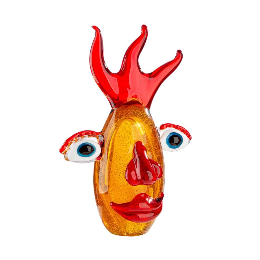 Gılde Glassart Dekoratif Obje Baş Cam Kahverengi L.10 cm W.15 cm H.24 cm