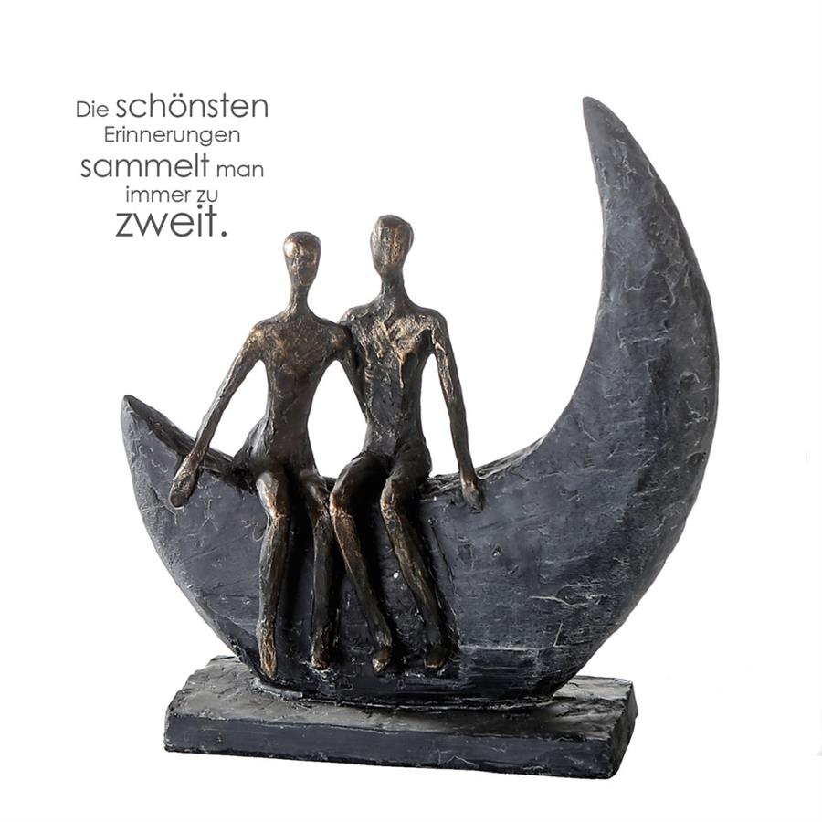 Gılde Heykel Çift Motifi Sentetik Reçine Gri Bronz Renkli L.8 cm W.21 cm H.23 cm