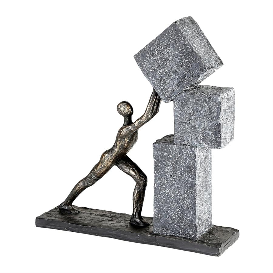Gılde Heykel İnsan Motifi Sentetik Reçine Gri Bronz Renkli L.7 cm W.28 cm H.31 cm