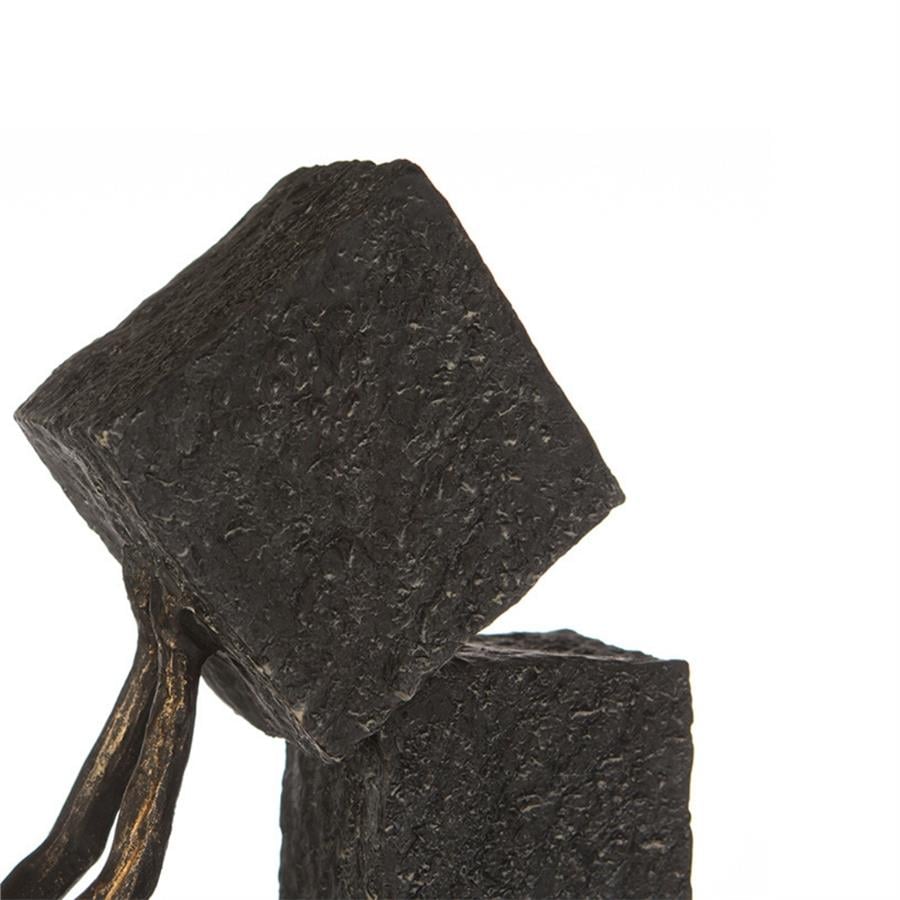 Gılde Heykel İnsan Motifi Sentetik Reçine Gri Bronz Renkli L.7 cm W.28 cm H.31 cm
