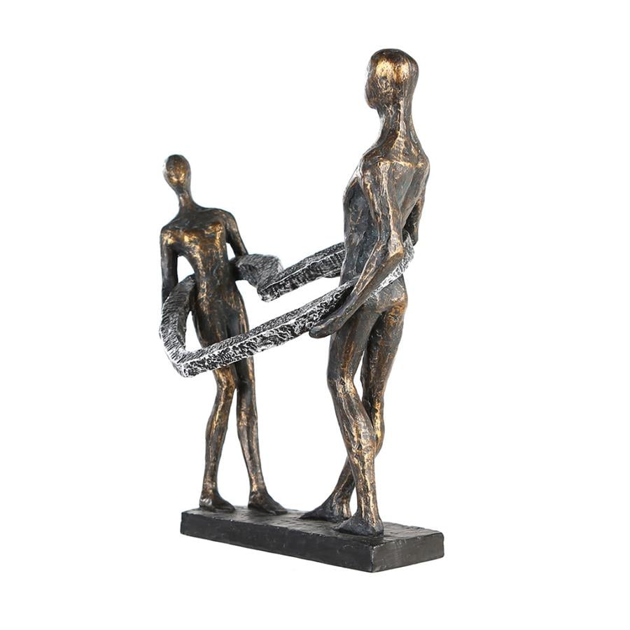 Gılde Heykel Kalp Çift Motifi Sentetik Reçine Gri Bronz Renkli L.13 cm W.26 cm H.31 cm
