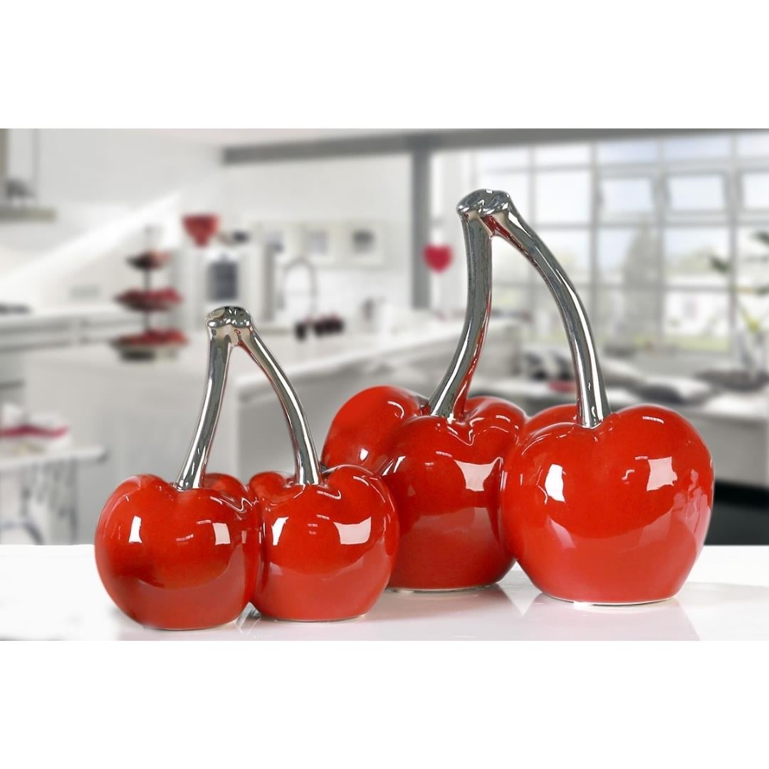 Gılde Kiraz Dekoratif Obje Seramik Kırmızı Büyük Boy W.22 cm H.21 cm