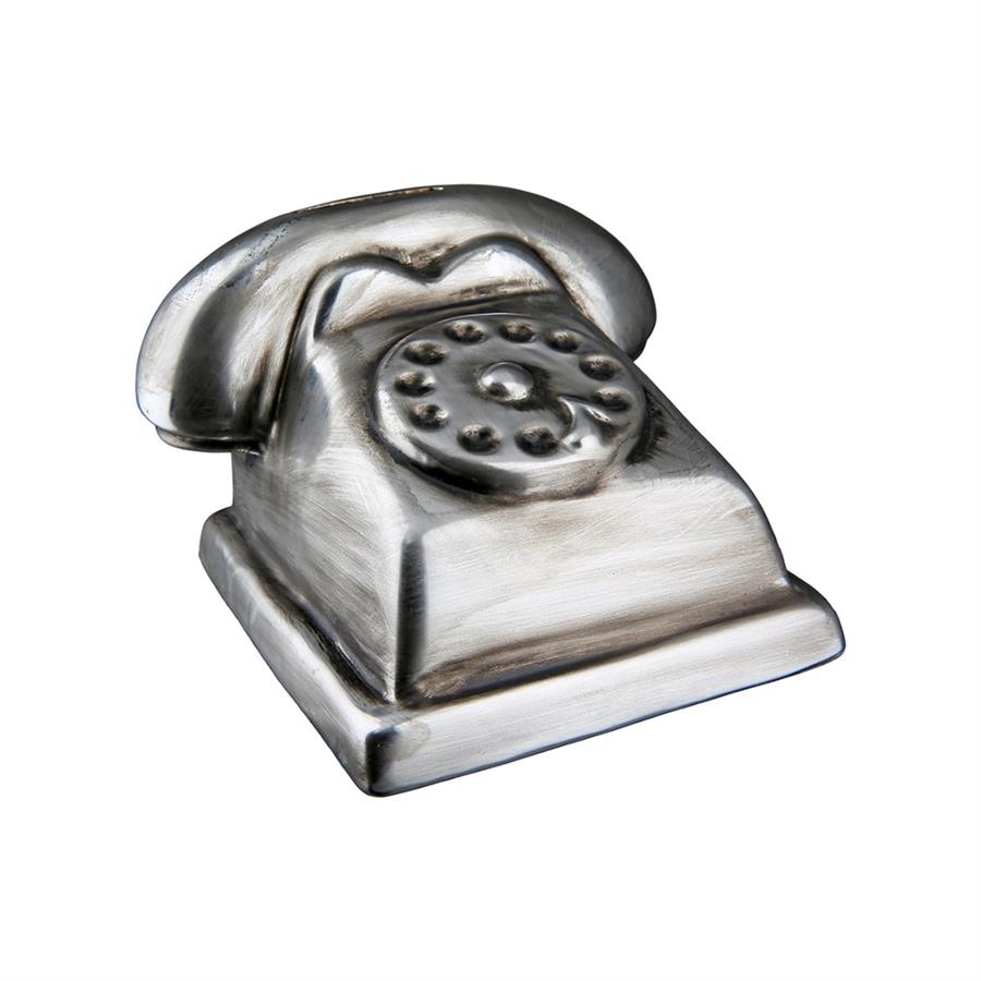 Gılde Kumbara Telefon Seramik Gümüş Renkli L.12 cm W.13 cm H.10 cm