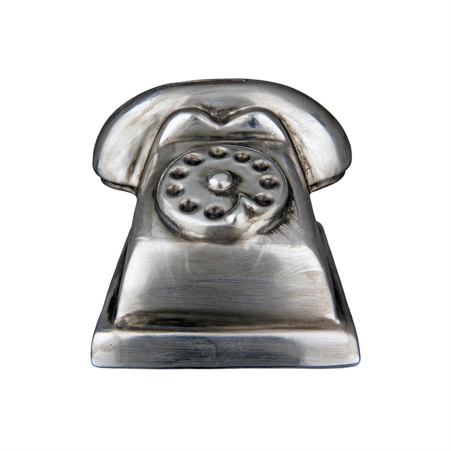 Gılde Kumbara Telefon Seramik Gümüş Renkli L.12 cm W.13 cm H.10 cm