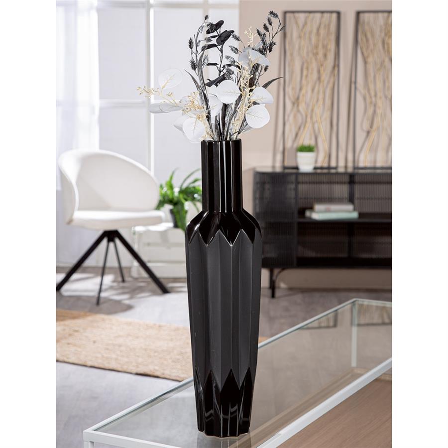 Gılde Şişe Vazo Konik Seramik Siyah H.48 cm D.13 cm