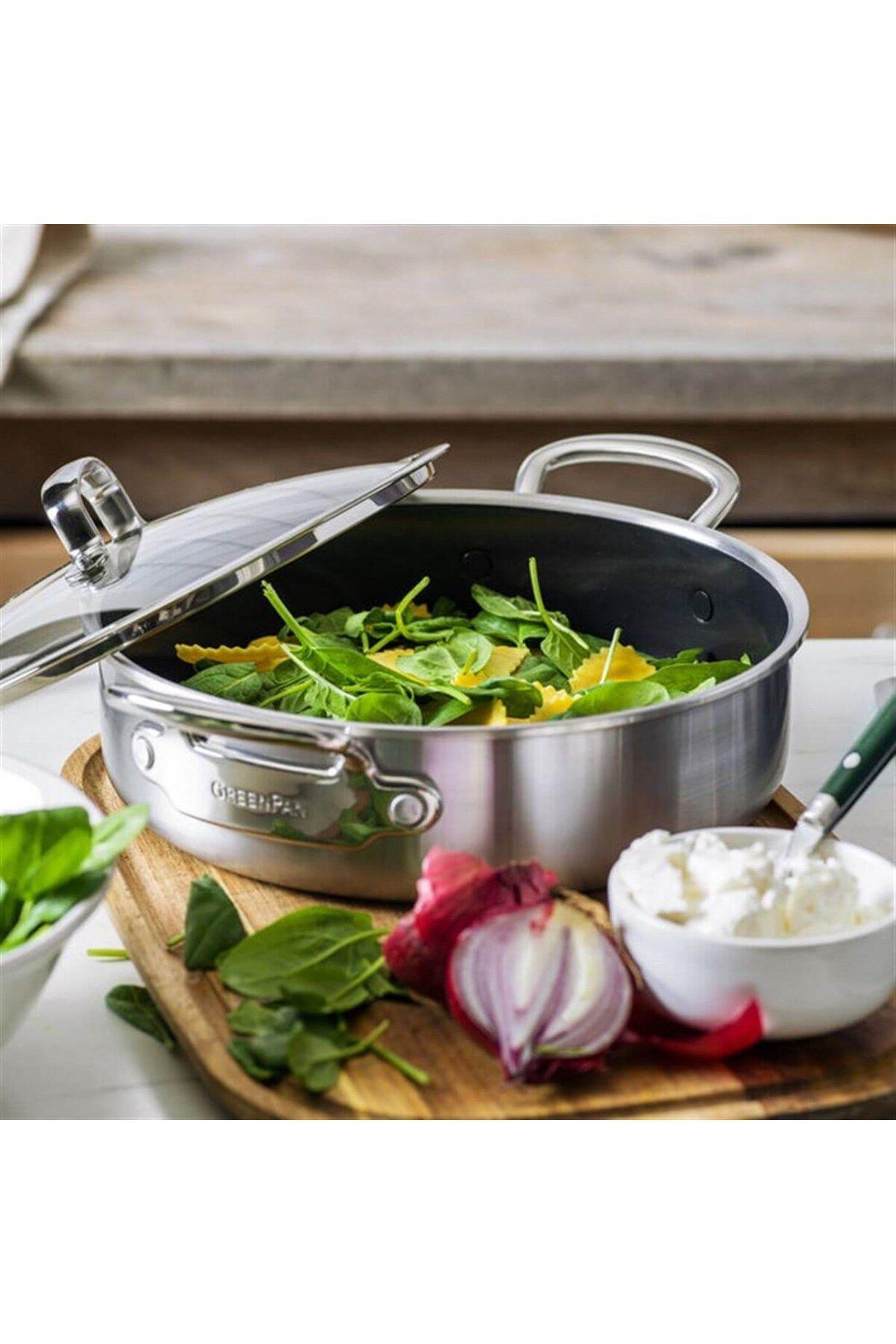 Greenpan Thermolon Yüzeyli Çelik Tencere Premıere 26 Cm Basık Tencere 3,8 Lt
