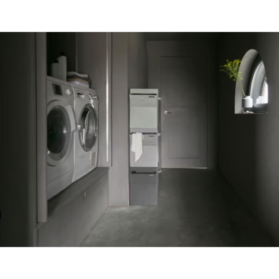 Gri Kumaş Çift Fonksiyon Kapaklı Çamaşır Sepeti 35 L