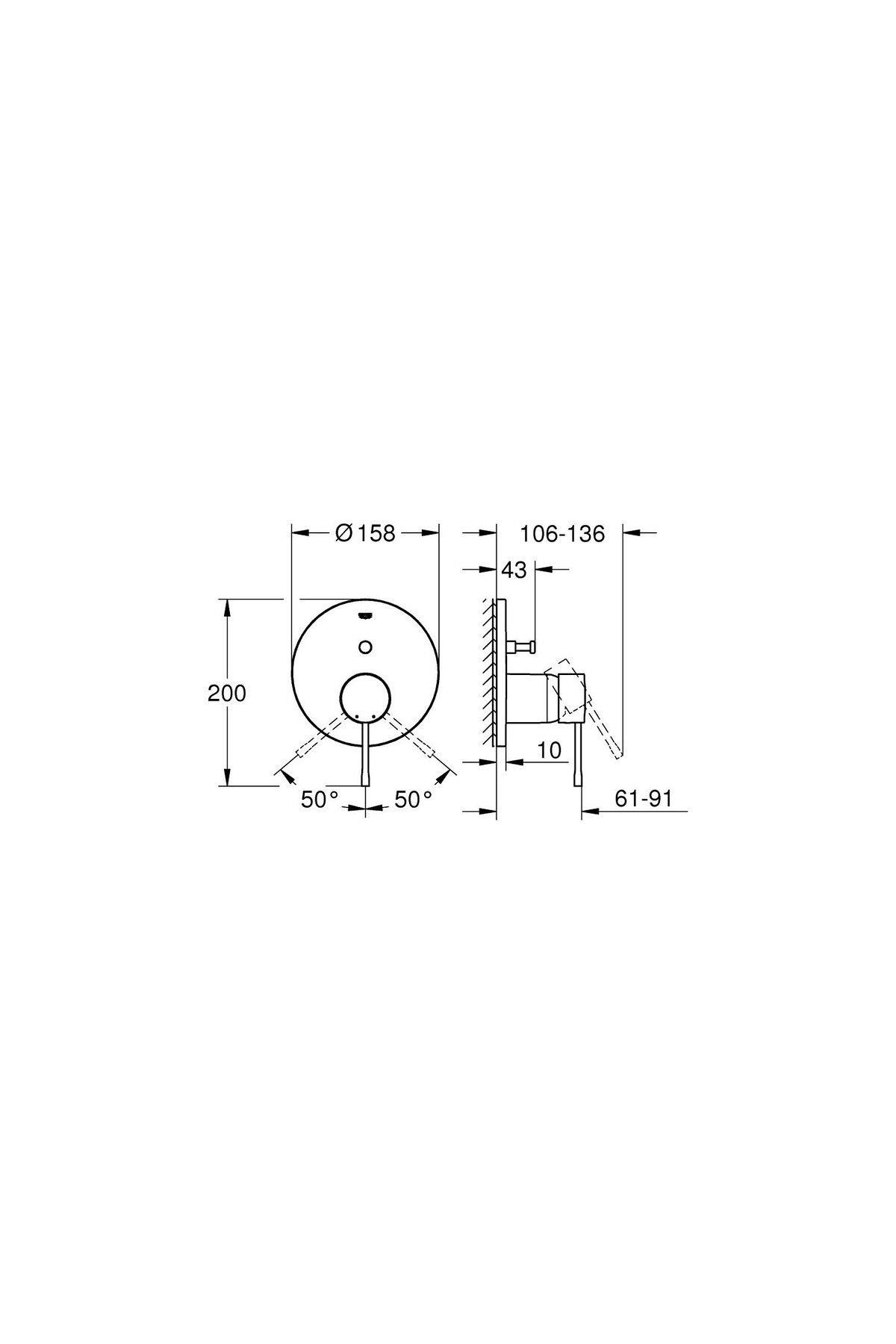 Grohe Eurocube Ankastre Banyo Duş Bataryası 2 Çıkışlı Divertörlü