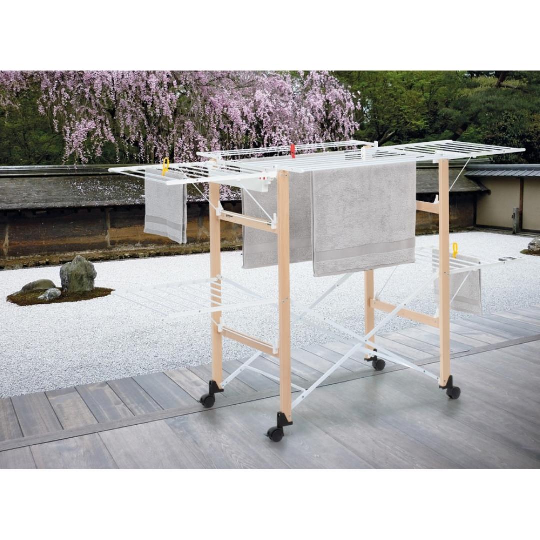 Gulliver Katlanabilir Ahşap Çamaşır Kurutmalık Naturel/Beyaz Renk