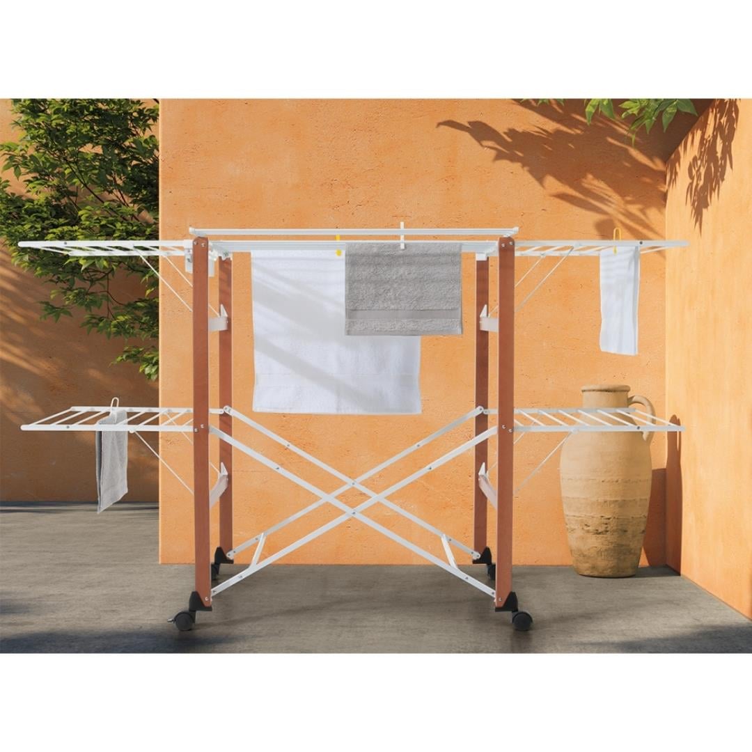 Gulliver Katlanabilir Ahşap Çamaşır Kurutmalık Naturel/Beyaz Renk