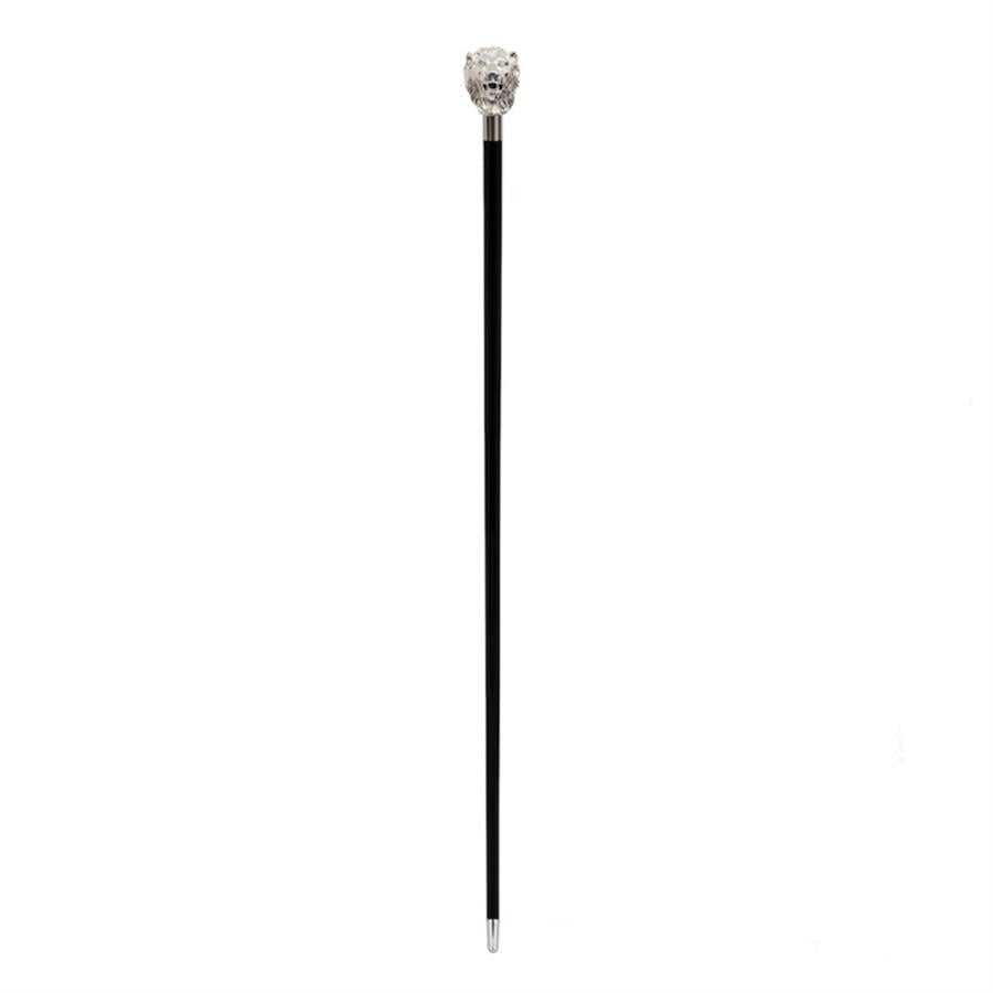Gümüş Aslan Figürlü Siyah Baston 92 cm 