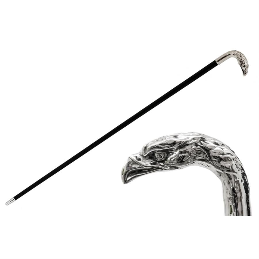 Gümüş Kartal Figürlü Siyah Baston 92 Cm