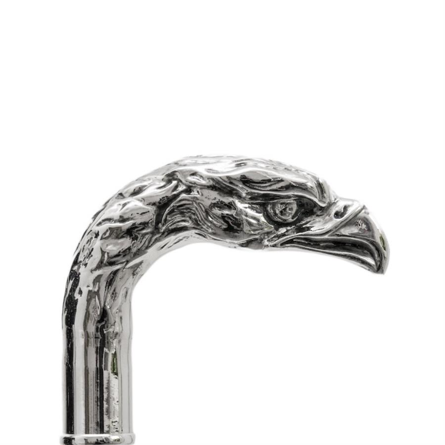 Gümüş Kartal Figürlü Siyah Baston 92 Cm