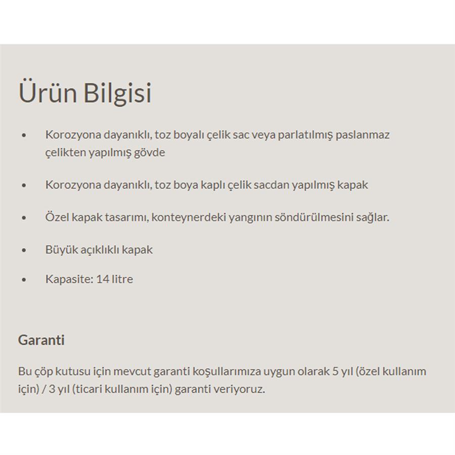 Hailo  14 Lt Paslanmaz Çelik Çöp Kovası