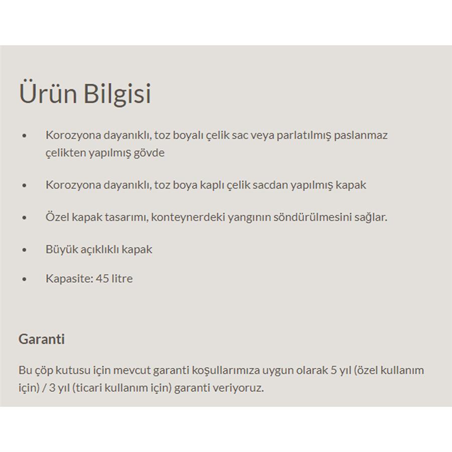 Hailo  45 Lt Paslanmaz Çelik Çöp Kovası