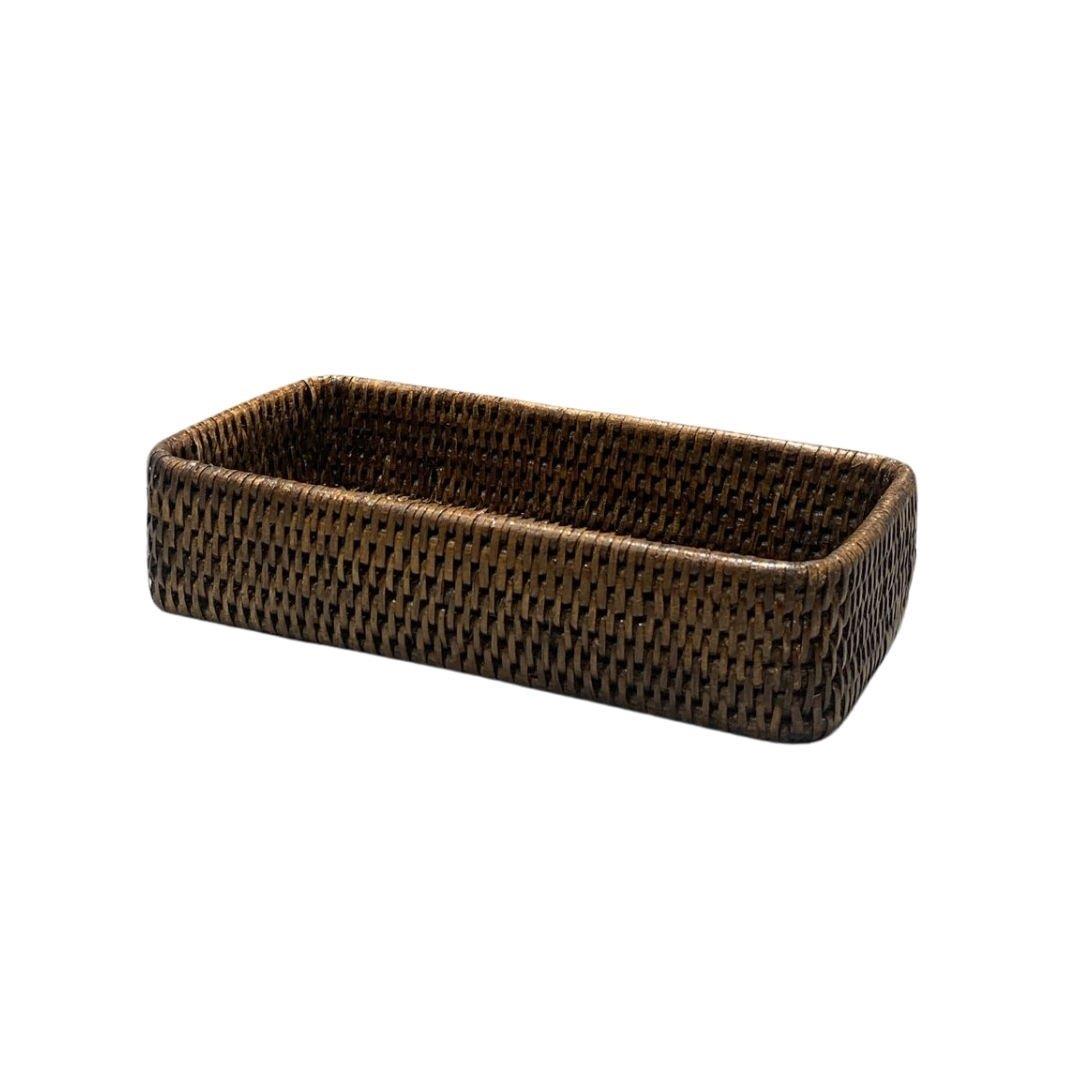 Hasır Banyo Tepsisi Kahverengi 25x12x5 cm