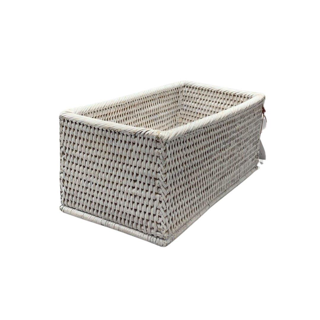 Hasır Dikdörtgen Sepet Beyaz 31x16x13 cm