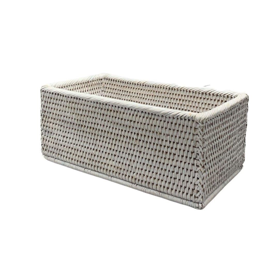 Hasır Dikdörtgen Sepet Beyaz 31x16x13 cm