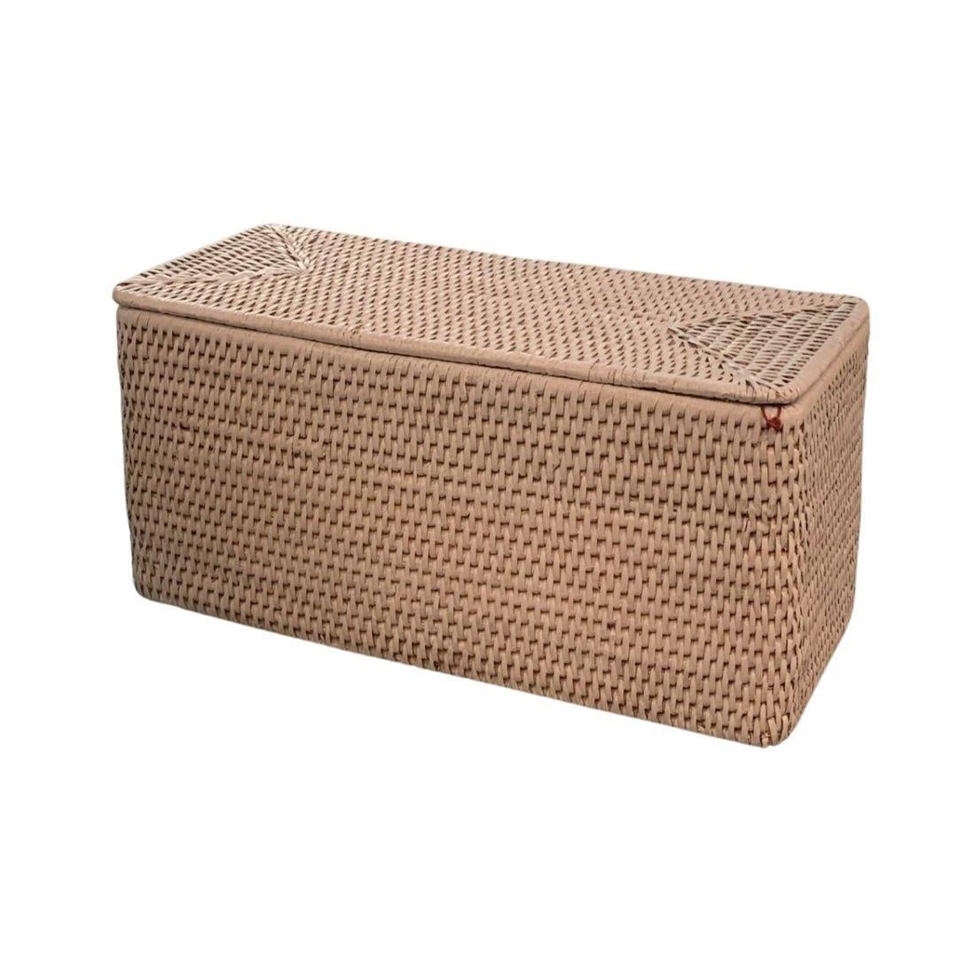 Hasır Kapaklı Çöp Kutusu Beyaz 35.5x15.5x16.5 cm