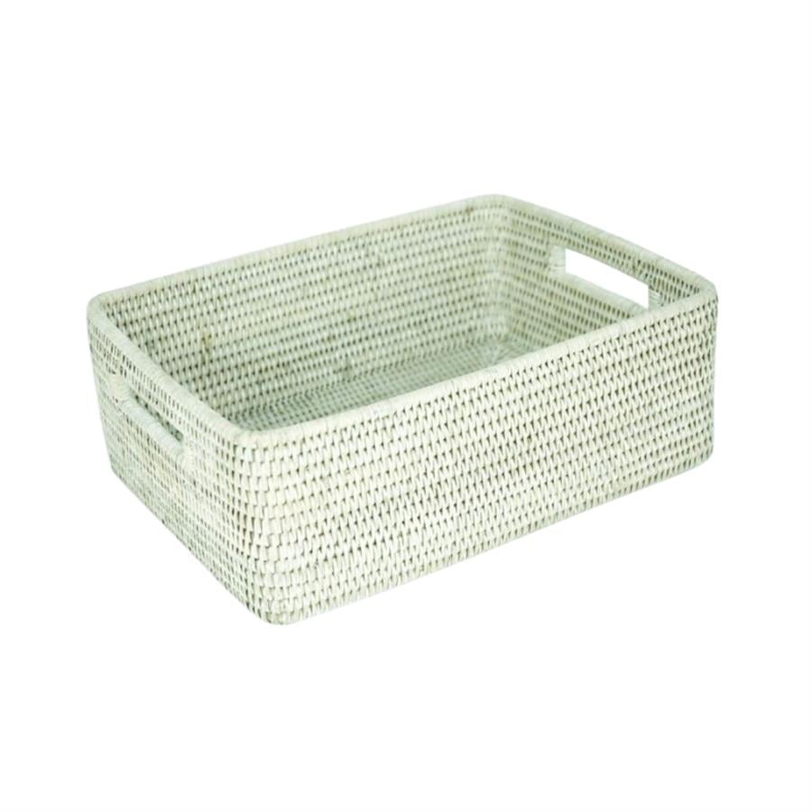 Hasır Kulplu Düzenleme/Saklama Kutusu Beyaz 33x25x12 cm