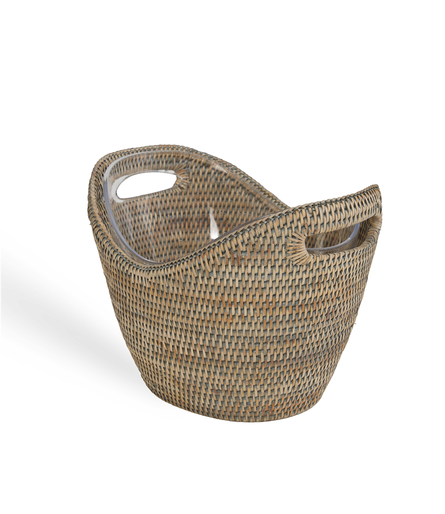 Hasır Şampanya Kovası L Gri 36.5x27x29/37 cm
