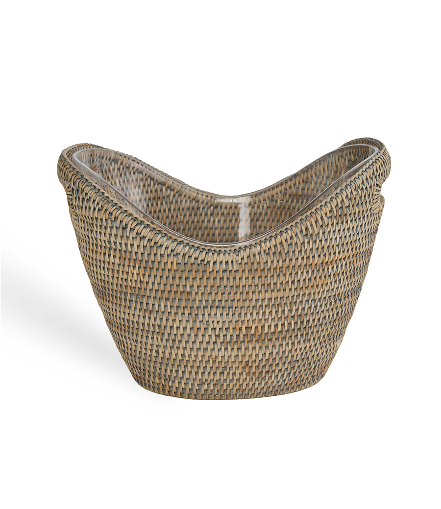 Hasır Şampanya Kovası L Gri 36.5x27x29/37 cm