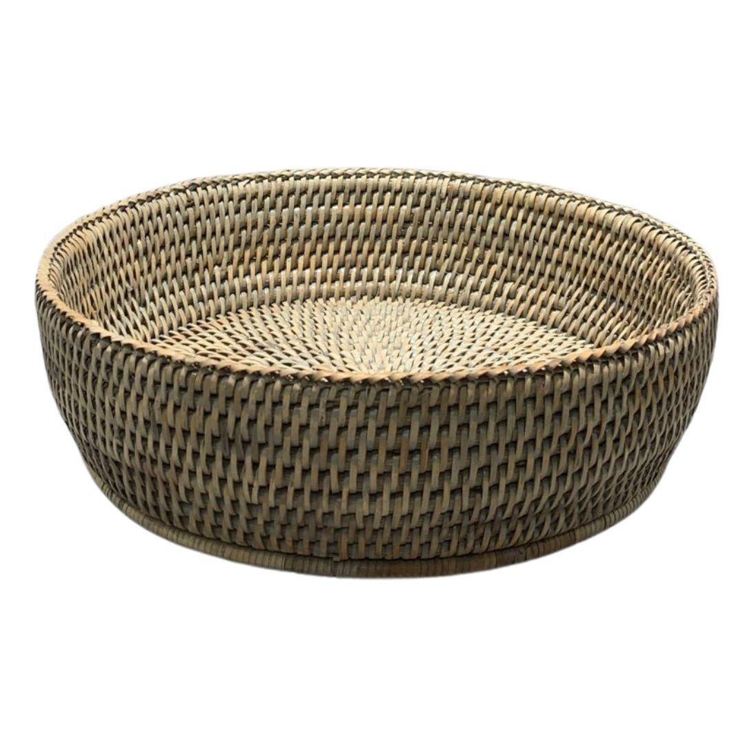 Hasır Yuvarlak Pyrex Tabak Gri Çap 28x8 cm