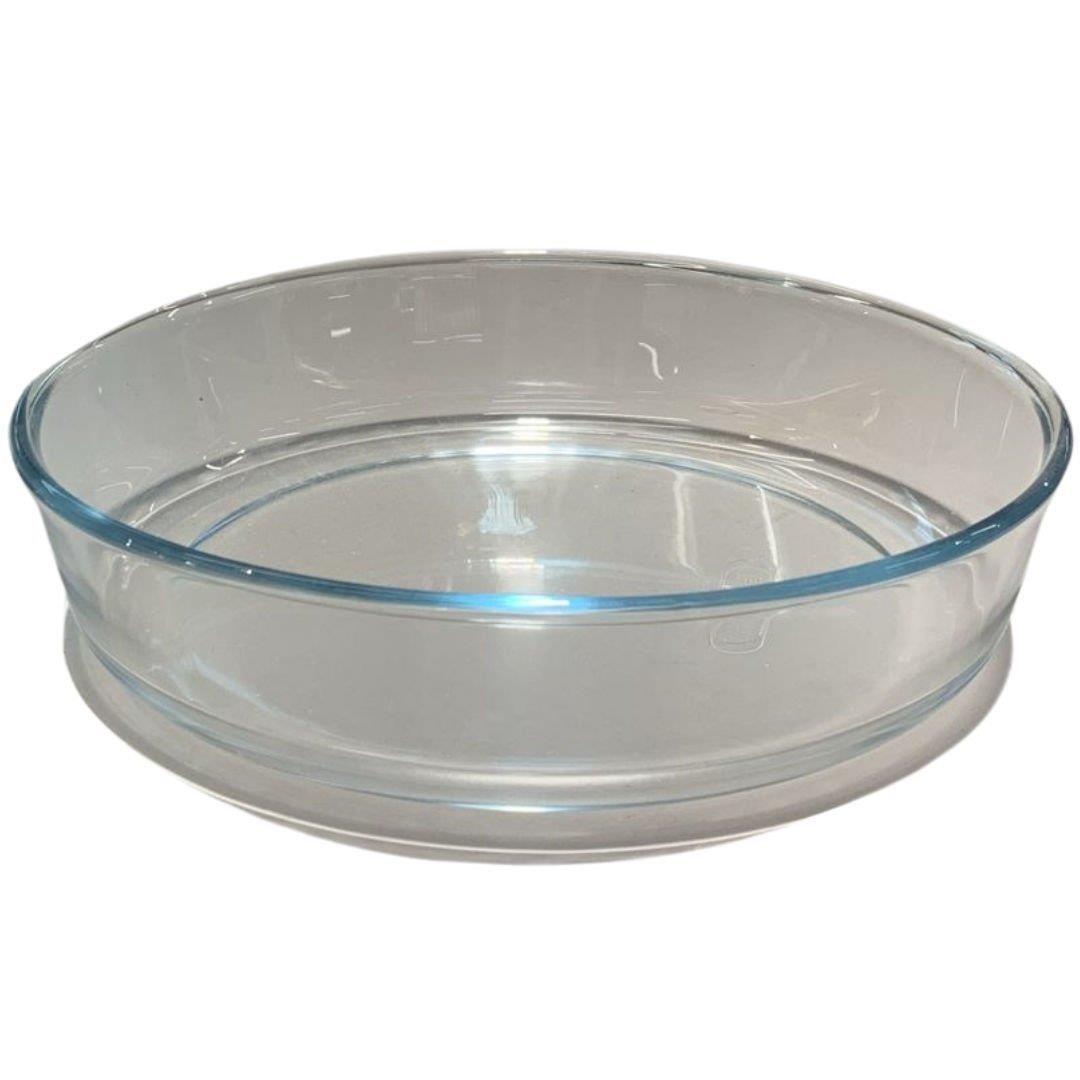 Hasır Yuvarlak Pyrex Tabak Gri Çap 28x8 cm