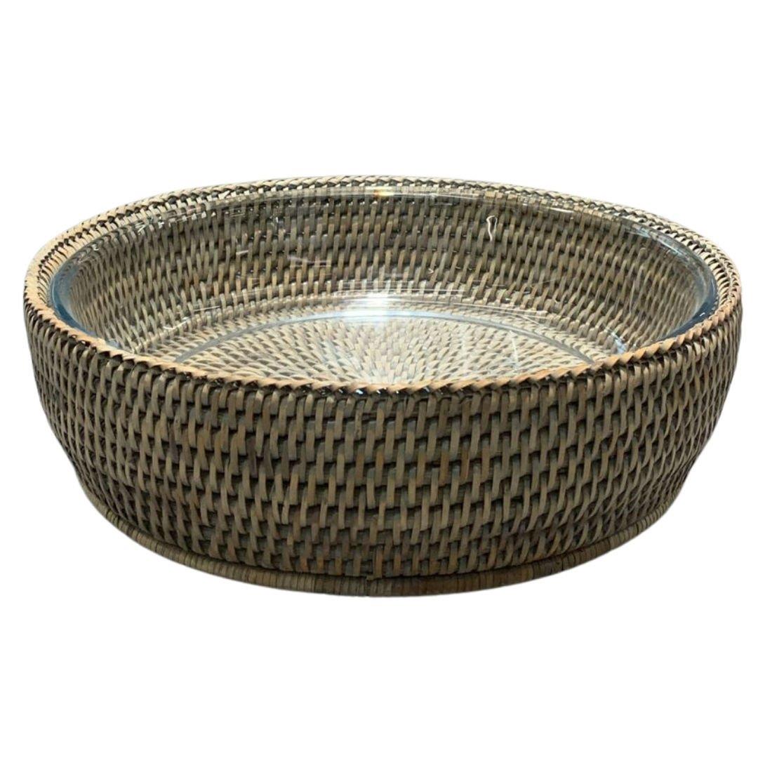 Hasır Yuvarlak Pyrex Tabak Gri Çap 28x8 cm