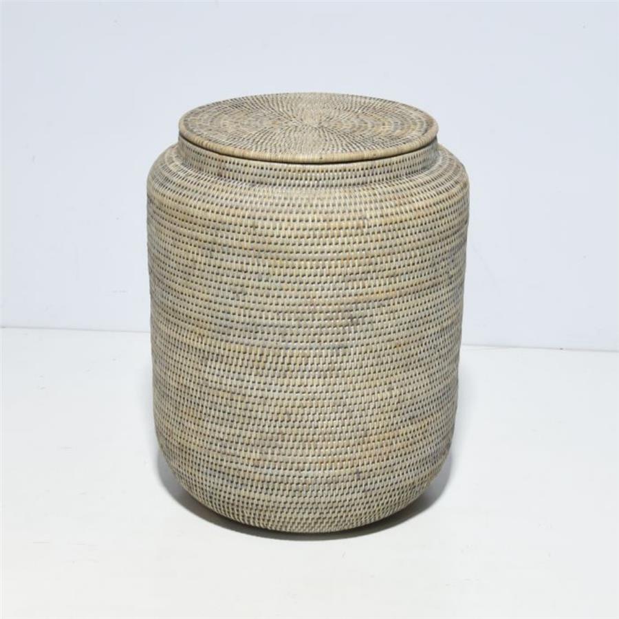 Hasır Yuvarlak Sepet Gri 40x30 cm