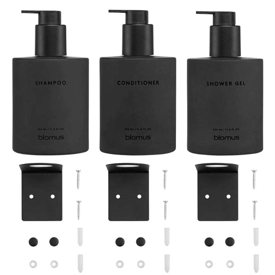 KIREI 3Lü Cam Şişe Seti Duvara Montajlı Füme 350 ml